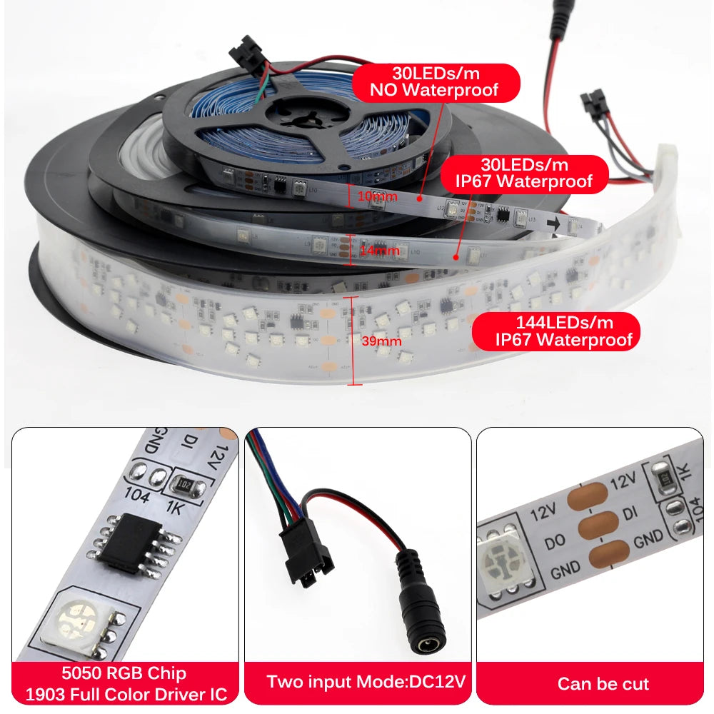 LED Horse Race Light 1903 RGB Color Runing Changeable LED Strip 5M 10M +133 Program RF Controller Holiday Decoracion Fairy Light