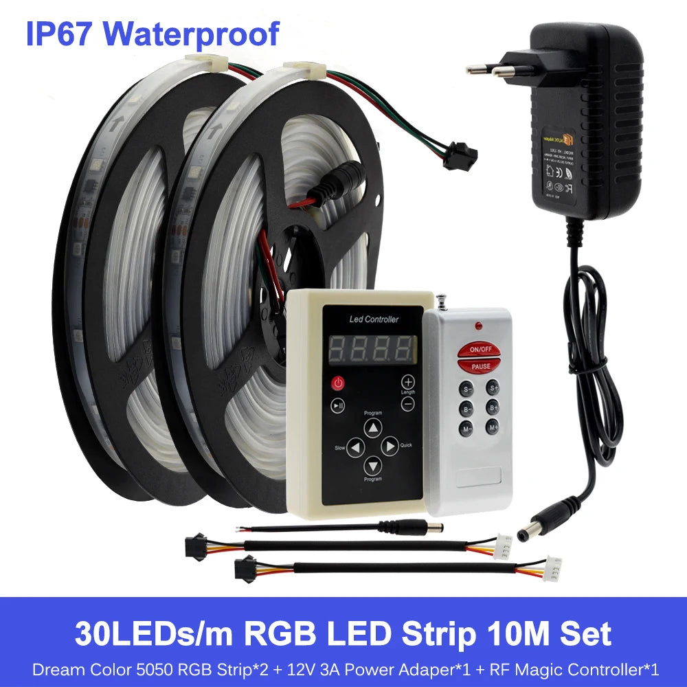 LED Horse Race Light 1903 RGB Color Runing Changeable LED Strip 5M 10M +133 Program RF Controller Holiday Decoracion Fairy Light