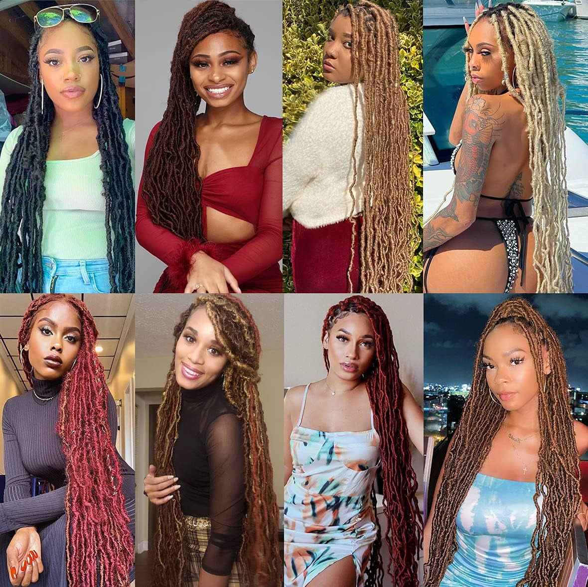 30 Inch New Faux Locs Crochet Hair,6 Packs Pre-Looped Extended Distressed Soft Locs for Black Women, Synthetic Goddess Locs Hair Afro Roots Crochet Locs 1B#