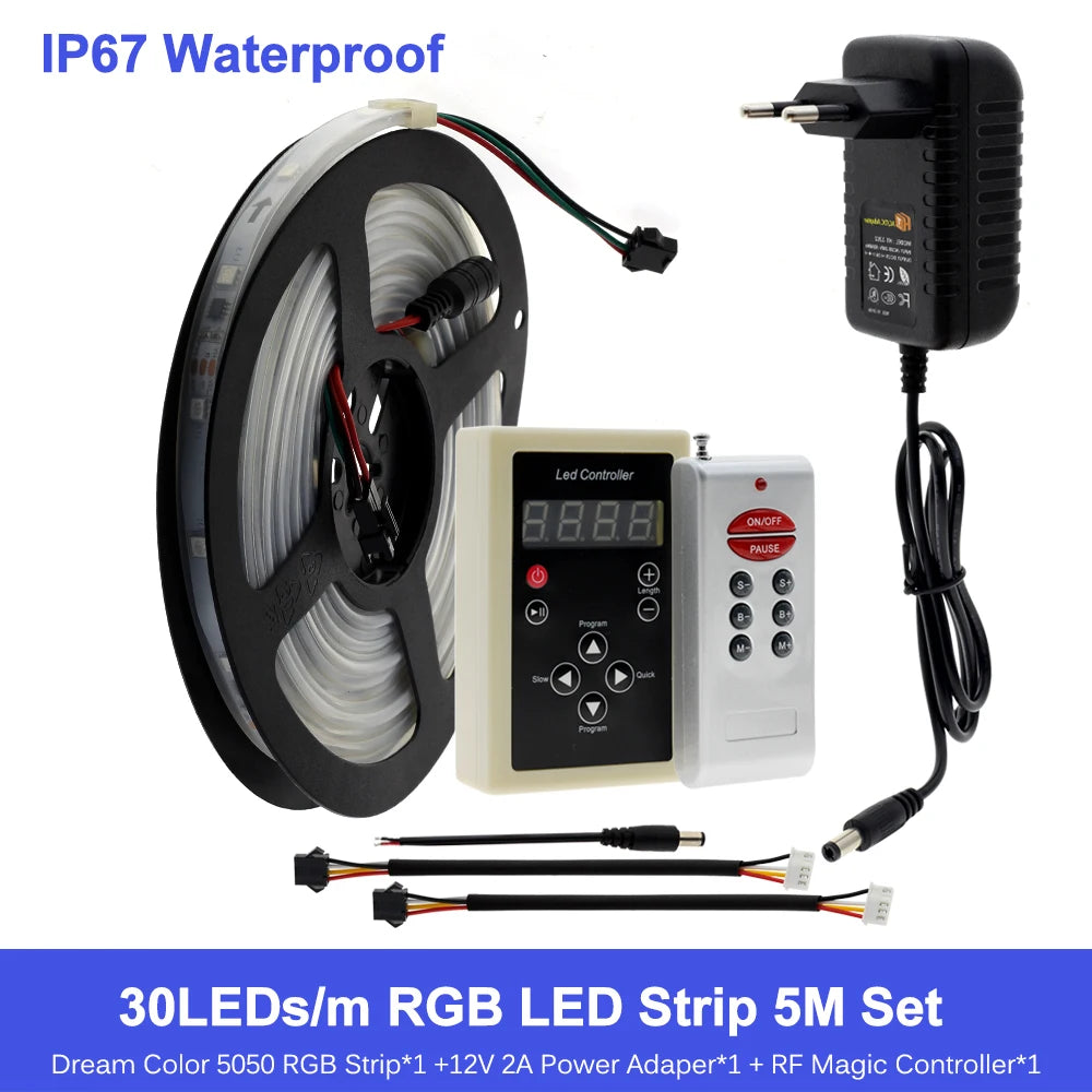 LED Horse Race Light 1903 RGB Color Runing Changeable LED Strip 5M 10M +133 Program RF Controller Holiday Decoracion Fairy Light