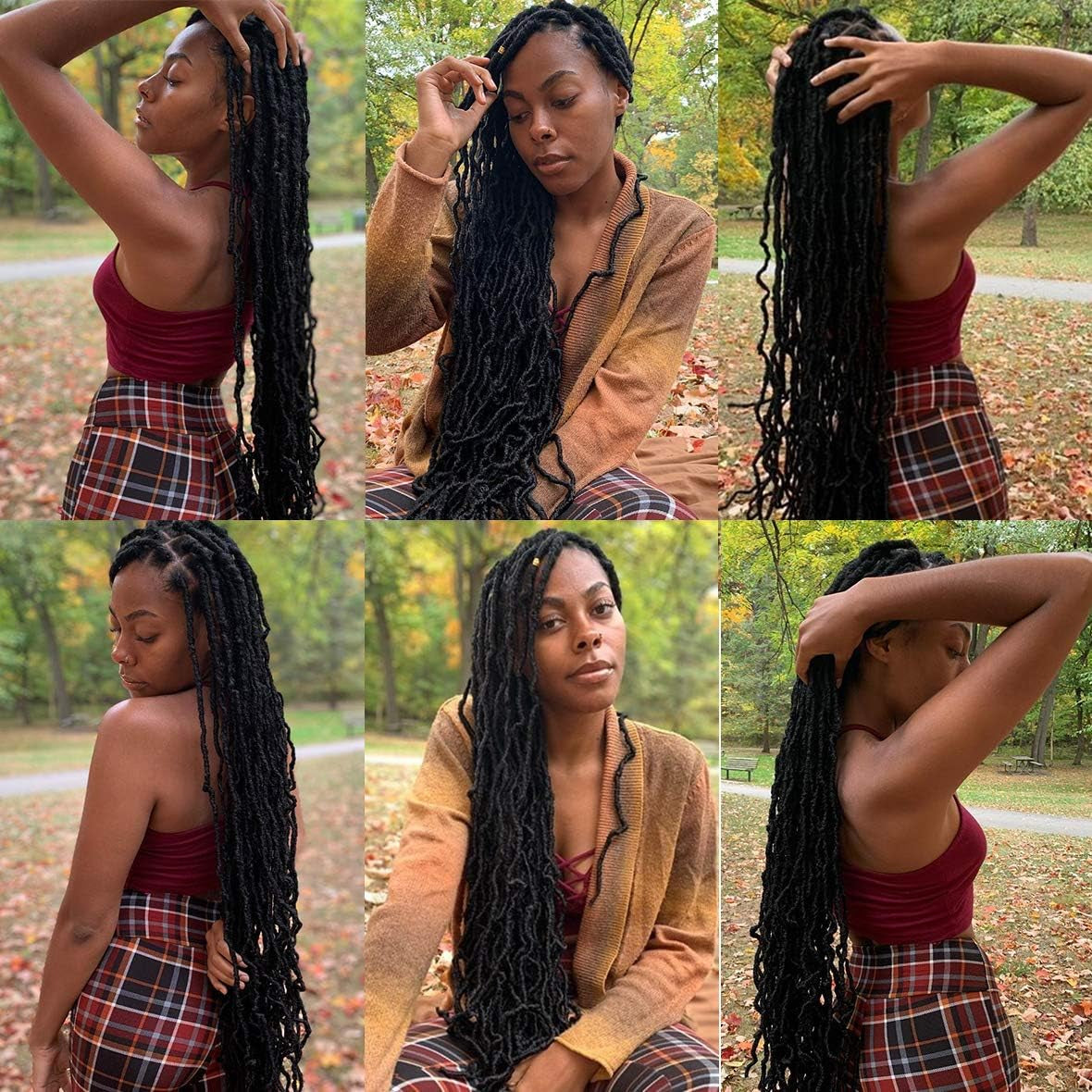 30 Inch New Faux Locs Crochet Hair,6 Packs Pre-Looped Extended Distressed Soft Locs for Black Women, Synthetic Goddess Locs Hair Afro Roots Crochet Locs 1B#