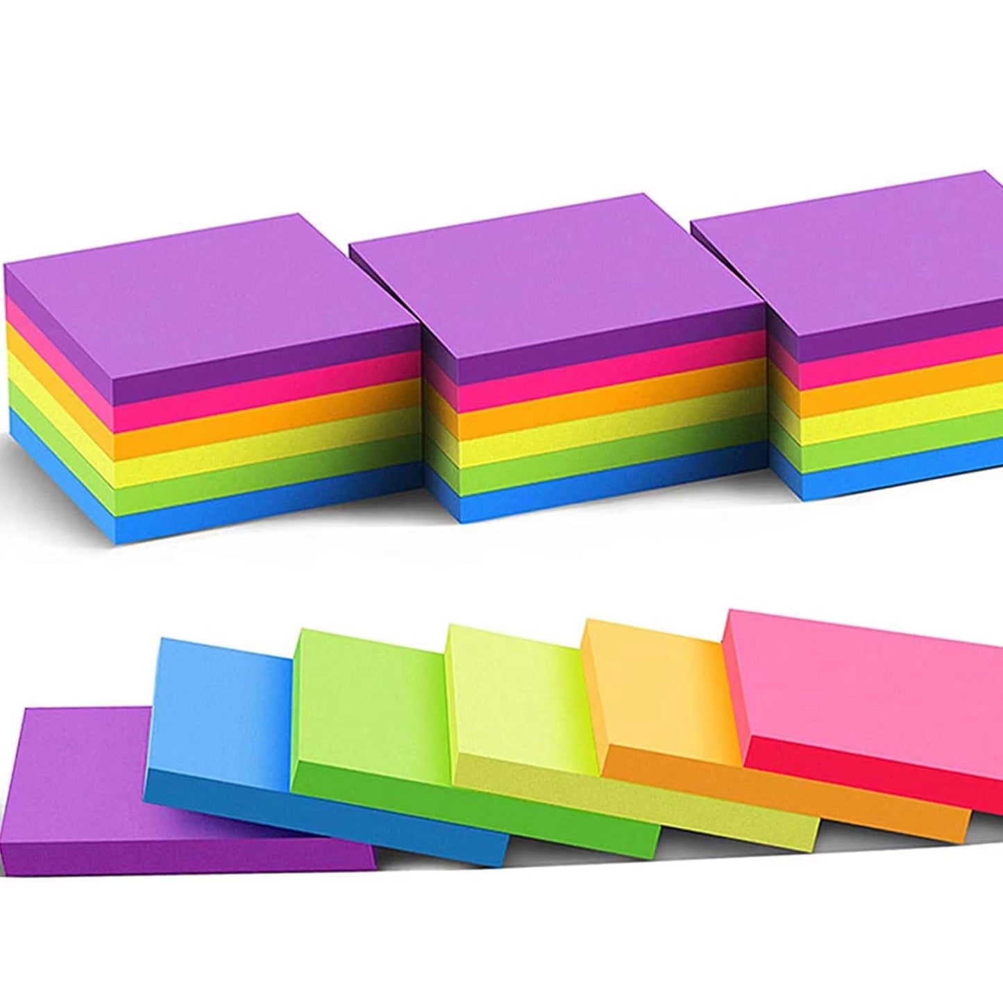6 Pcs Fluorescent Color 3*3Inch Sticky Note Note Pads Stickers Planner Sticker Notepad Memo Pad School Office Supplies