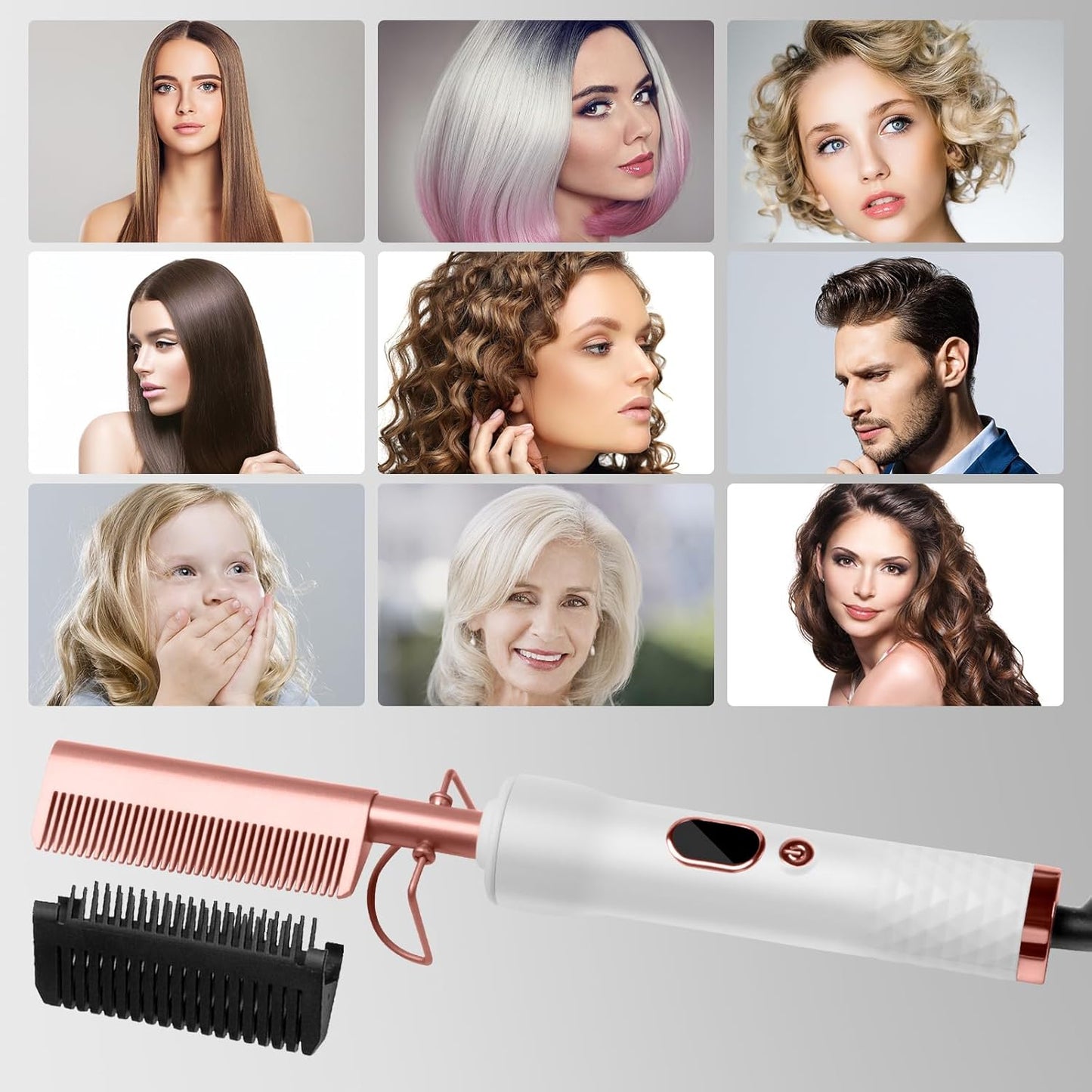 Hot Comb for Wigs Human Hair,14 Temps Straightening Comb,110-240V Electric Hot Comb for Black Women Hair,4X Less Damage Pressing Combs for Black Hair