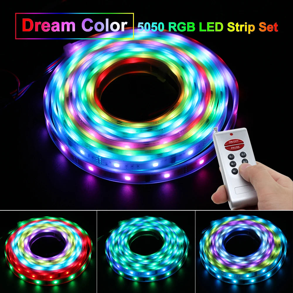 LED Horse Race Light 1903 RGB Color Runing Changeable LED Strip 5M 10M +133 Program RF Controller Holiday Decoracion Fairy Light