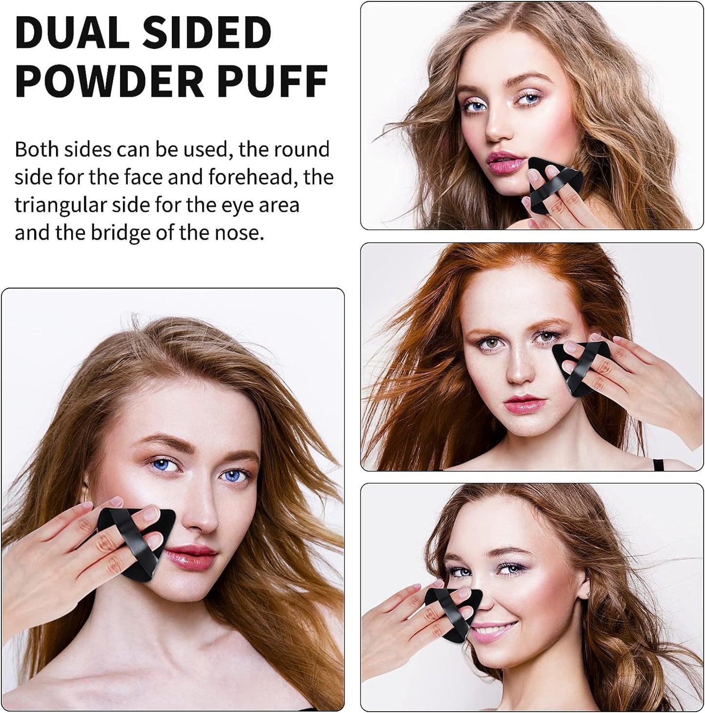 2 Pieces Triangle Powder Puffs Face Cosmetic Powder Puff Washable Reusable Soft Plush Powder Sponge Makeup Foundation Sponge for Face Body Loose Powder Wet Dry Makeup Tool (2Pcs Black)