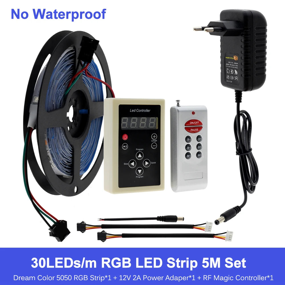 LED Horse Race Light 1903 RGB Color Runing Changeable LED Strip 5M 10M +133 Program RF Controller Holiday Decoracion Fairy Light