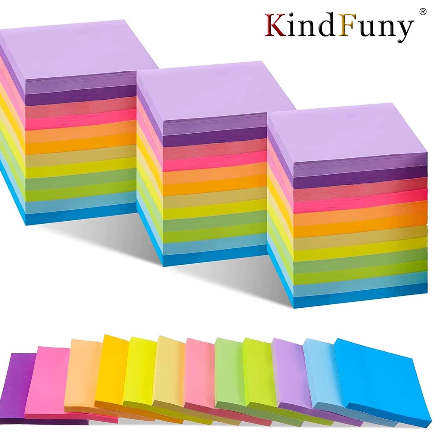 6 Pcs Fluorescent Color 3*3Inch Sticky Note Note Pads Stickers Planner Sticker Notepad Memo Pad School Office Supplies
