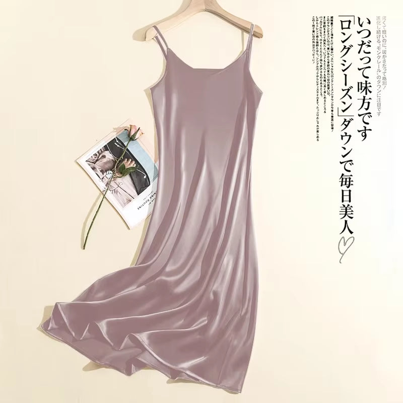 2024 Summer Chic Elegant Dresses for Women Adjustable Strap Satin Long Birthday Party Dresses Maxi Beach Sundress Robe Vestido