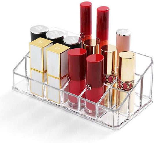 Lipstick Holder 18 Spaces Lipgloss Organizer, 3 Rows - Multi Level, Makeup Holder & Cosmetics Storage Display