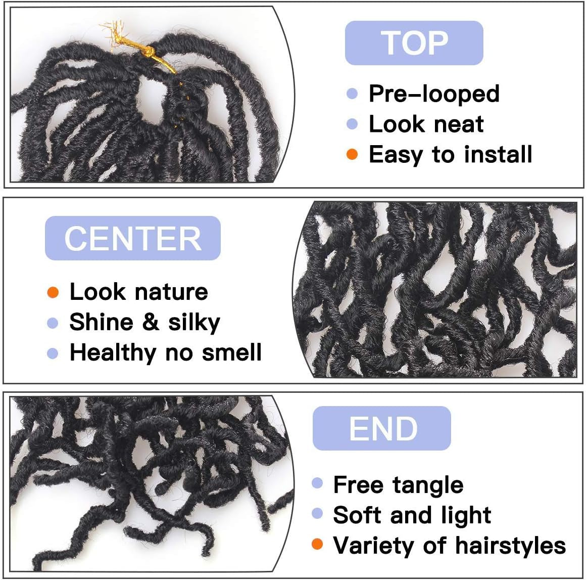 30 Inch New Faux Locs Crochet Hair,6 Packs Pre-Looped Extended Distressed Soft Locs for Black Women, Synthetic Goddess Locs Hair Afro Roots Crochet Locs 1B#