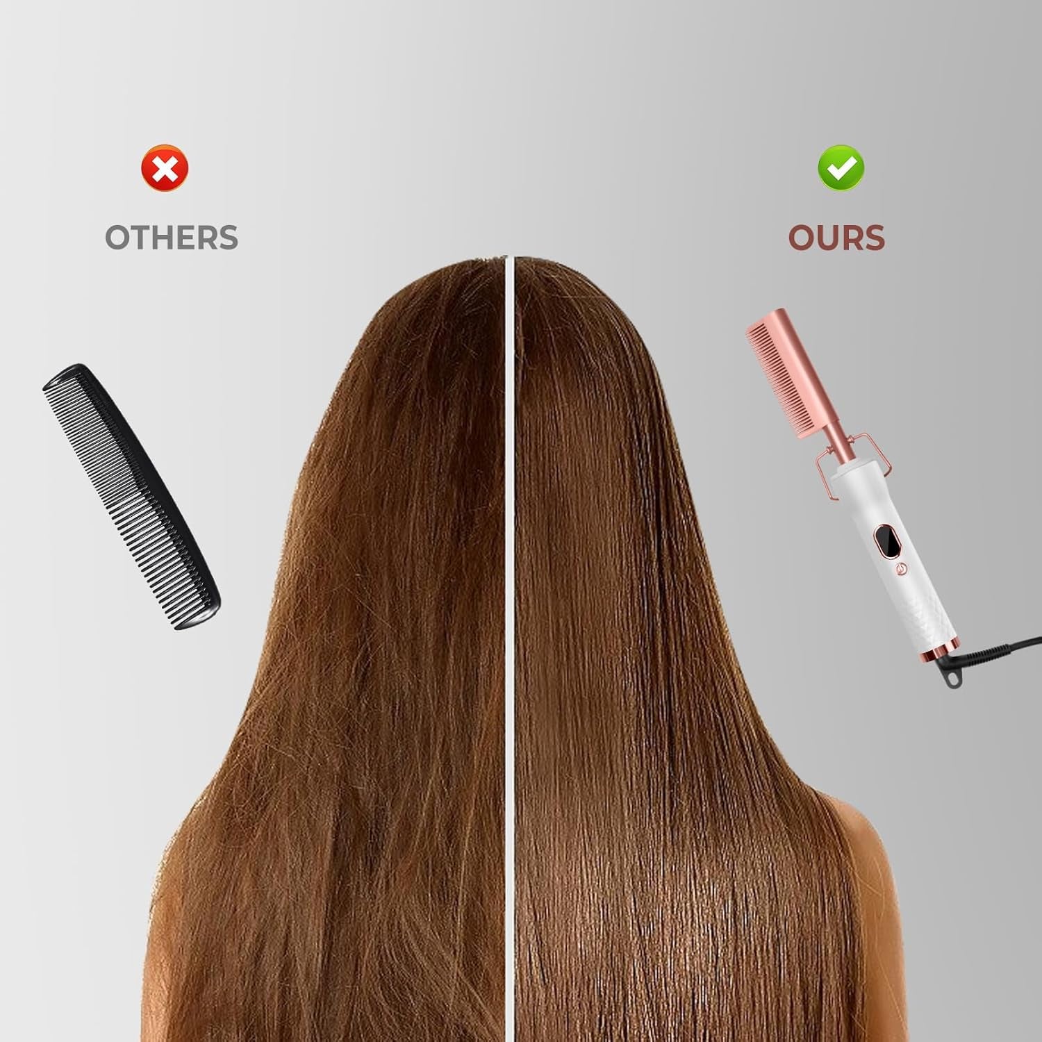 Hot Comb for Wigs Human Hair,14 Temps Straightening Comb,110-240V Electric Hot Comb for Black Women Hair,4X Less Damage Pressing Combs for Black Hair